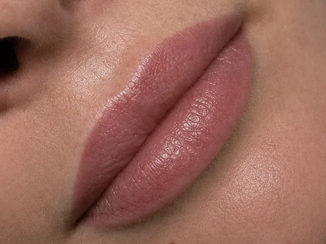 Natural-looking permanent lip makeup result